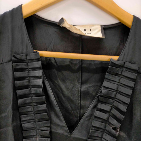 マルニ MARNI マルニ MARNI ブラウス ノースリーブ プルオーバー シルク混 フリル Vネック 38 黒 ブラック /AA ■OS ■SH レディース レディース EUR:38