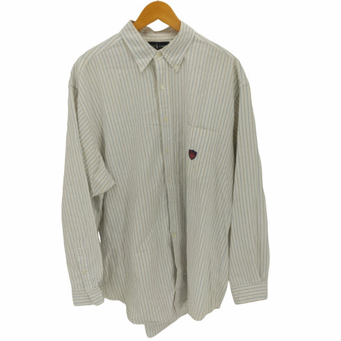 ラルフローレン RALPH LAUREN 90-00S POLOワッペン L/S ストライプ ボタンダウン シャツ メンズ import:XL
