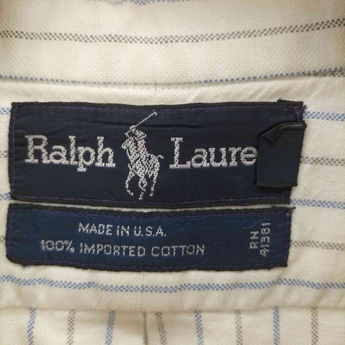 ラルフローレン RALPH LAUREN 90-00S POLOワッペン L/S ストライプ ボタンダウン シャツ メンズ import:XL