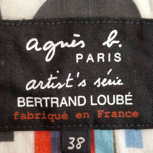 アニエスベー agnes b. PARIS ×BERTRAND LOUBE 総柄 Vネックワンピース レディース 38