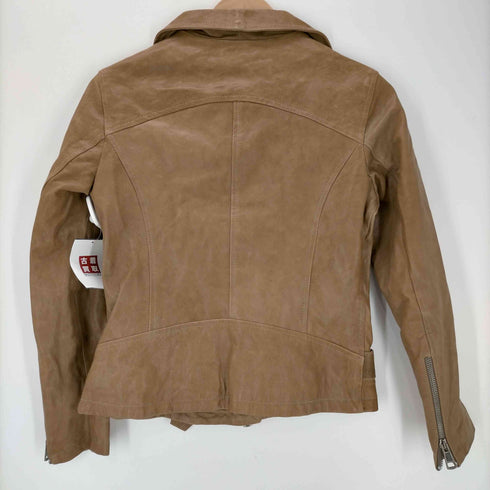 マーシャー MUSHER レザーライダースジャケット ジップアップ 総裏地 S ベージュ /DO ■OS レディース レディース import:S