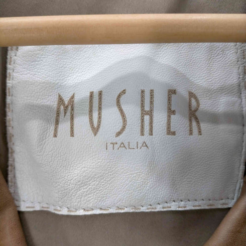 マーシャー MUSHER レザーライダースジャケット ジップアップ 総裏地 S ベージュ /DO ■OS レディース レディース import:S