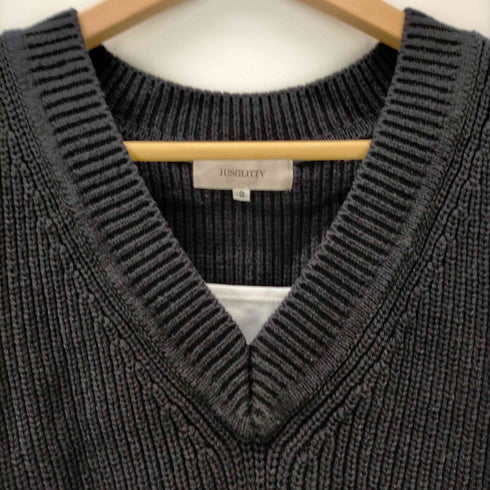 ジャスグリッティー JUSGLITTY ジャスグリッティー JUSGLITTY 22SS ショートニットベスト Vネック ノースリーブ インナー付き 2 紺 白 ネイビー ホワイト /CM ■OS レディース レディース JPN:2