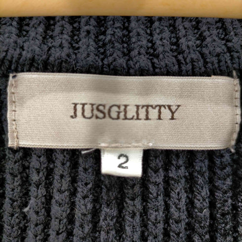 ジャスグリッティー JUSGLITTY ジャスグリッティー JUSGLITTY 22SS ショートニットベスト Vネック ノースリーブ インナー付き 2 紺 白 ネイビー ホワイト /CM ■OS レディース レディース JPN:2
