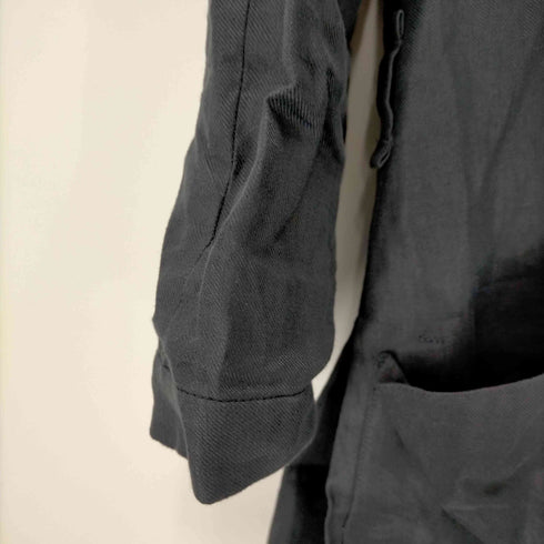エンポリオアルマーニ EMPORIO ARMANI エンポリオアルマーニ EMPORIO ARMANI リネンノーカラージャケット ミドル丈 ITA38 チャコールグレー /ES ■OS レディース レディース EUR:38