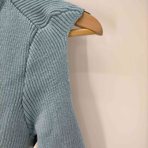 バレンシアガ BALENCIAGA バレンシアガ BALENCIAGA リブニット カットソー 長袖 クルーネック プルオーバー バックオープン ウール 34 青 ブルー /DO ■OS レディース レディース FR:34