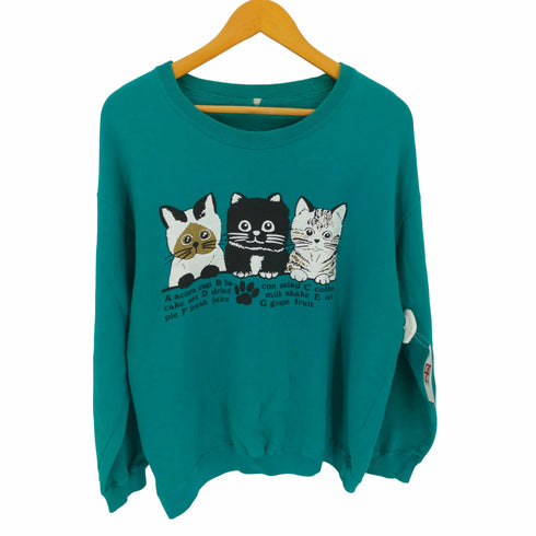 VINTAGE キャット プリント クルーネック スウェット レディース