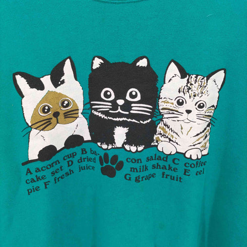 VINTAGE キャット プリント クルーネック スウェット レディース