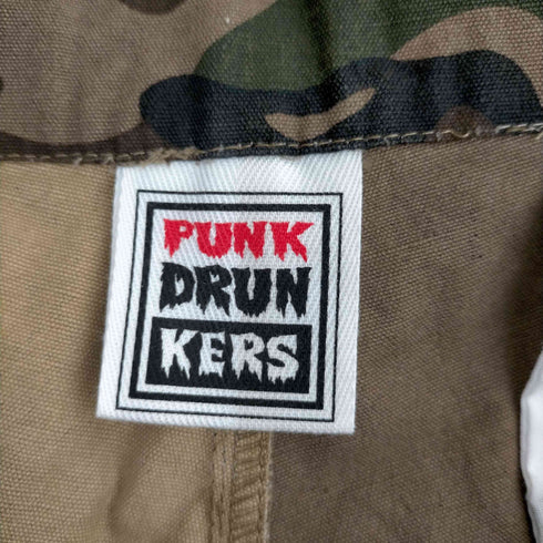 パンクドランカーズ PUNK DRUNKERS カモフラ切替 戦車刺繍 ハーフカーゴパンツ メンズ