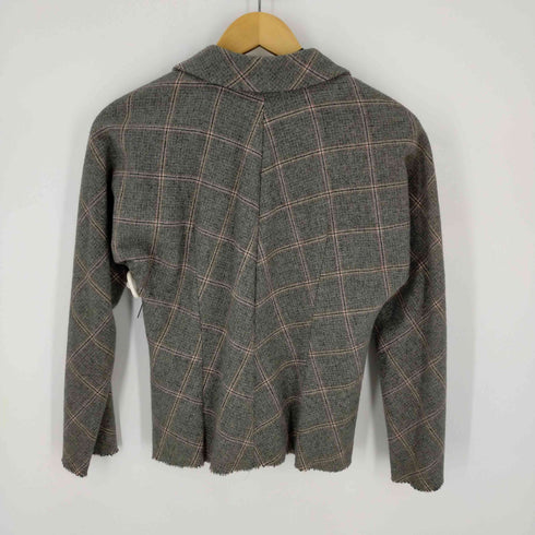 トリココムデギャルソン tricot COMME des GARCONS AD1997 カットオフ加工 チェックウールブレザー テーラードジャケット レディース
