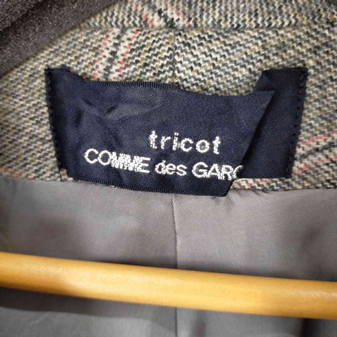 トリココムデギャルソン tricot COMME des GARCONS AD1997 カットオフ加工 チェックウールブレザー テーラードジャケット レディース