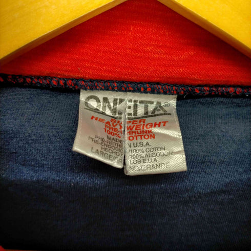 オニータ ONEITA MADE IN USA フロント刺繍 ハーフジップスウェット メンズ import:L