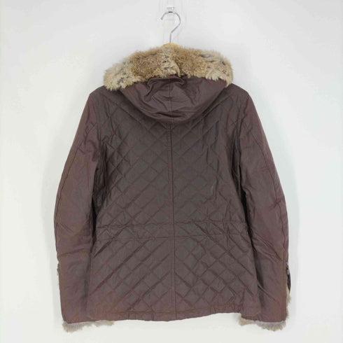 ベルスタッフ Belstaff イタリア製 GOLD LABEL 裏地ペイズリー ラビットファー キルティングフーデッドオイルドジャケット レディース 42
