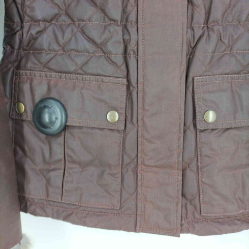 ベルスタッフ Belstaff イタリア製 GOLD LABEL 裏地ペイズリー ラビットファー キルティングフーデッドオイルドジャケット レディース 42