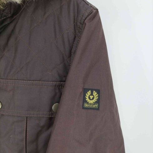 ベルスタッフ Belstaff イタリア製 GOLD LABEL 裏地ペイズリー ラビットファー キルティングフーデッドオイルドジャケット レディース 42