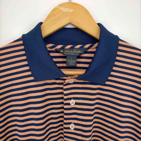 ブルックスブラザーズ BROOKS BROTHERS ロゴ刺繍 半袖ボーダーポロシャツ メンズ import:L