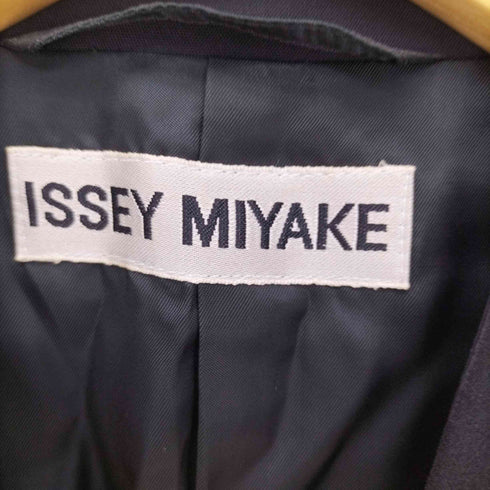 イッセイミヤケ ISSEY MIYAKE 異素材切り替えノーカラーロングコート レディース JPN:S