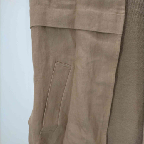 デプレ DES PRES 22SS リネンファブリックコンビ ロングジレ ベスト 前開き 切替 ニット 36 ベージュ /HS ■OS レディース JPN:36