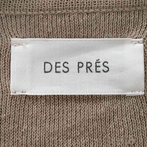 デプレ DES PRES 22SS リネンファブリックコンビ ロングジレ ベスト 前開き 切替 ニット 36 ベージュ /HS ■OS レディース JPN:36