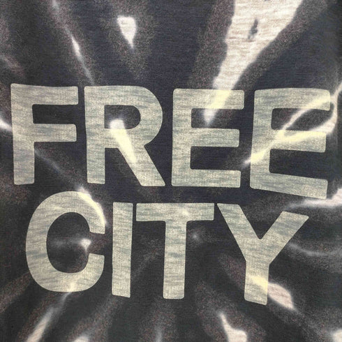 フリーシティ FREE CITY フリーシティ FREE CITY ロゴプリントタイダイスウェットTシャツ 半袖 1 紺 ネイビー グレー /MY ■OS ■SH メンズ メンズ JPN:1