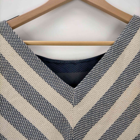 マックスマーラウィークエンド MAX MARA WEEKEND マックスマーラ MAX MARA WEEKEND ワンピース ノースリーブ ストレート ミニ ボーダー ラウンドネック バックV 42 ベージュ 紺 ネイビー /AA ■OS ■SH レディース レディース EUR:42