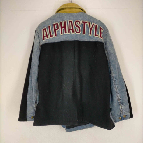 AlphaStyle デニムドッキングハーフコート メンズ JPN:M