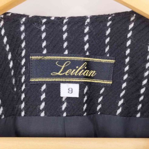 レリアン Leilian ストライプ柄 ウール ノーカラーコート レディース 9