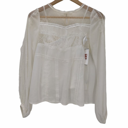 アメリヴィンテージ Ameri VINTAGE アメリヴィンテージ Ameri VINTAGE NOBLE LACE MIX TOP レーストップス ブラウス プルオーバー 長袖 シアー チューブトップ付き 白 ホワイト /ES ■OS レディース レディース