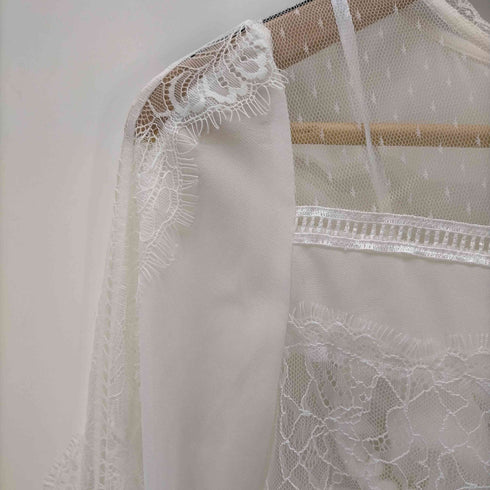 アメリヴィンテージ Ameri VINTAGE アメリヴィンテージ Ameri VINTAGE NOBLE LACE MIX TOP レーストップス ブラウス プルオーバー 長袖 シアー チューブトップ付き 白 ホワイト /ES ■OS レディース レディース