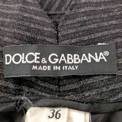 ドルチェアンドガッバーナ DOLCE&GABBANA ドルチェ&ガッバーナ ドルガバ DOLCE&GABBANA ビジュー装飾 ストライプ パンツ テーパード センタープレス 36 黒 グレー /AA ■OS レディース レディース EUR:36