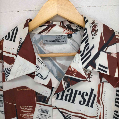 ハーシュアンドクルーエル HARSHANDCRUEL 総柄モチーフ オープンカラーシャツ メンズ import:S