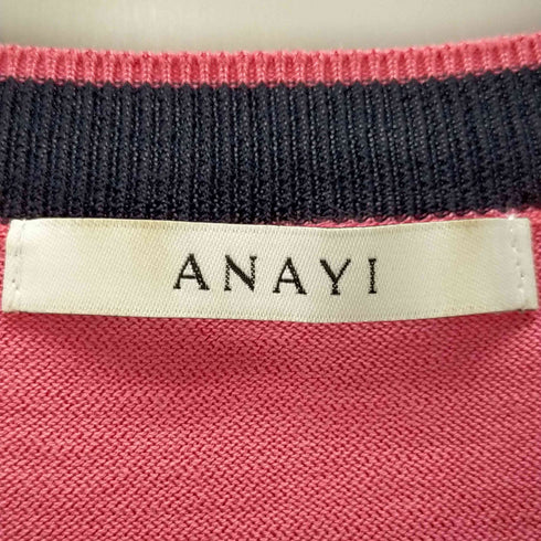 アナイ ANAYI アナイ ANAYI 22SS シルクコットン天竺クルーネック配色 プルオーバー ニット カットソー 半袖 36 ピンク /MF ■OS レディース レディース JPN:36