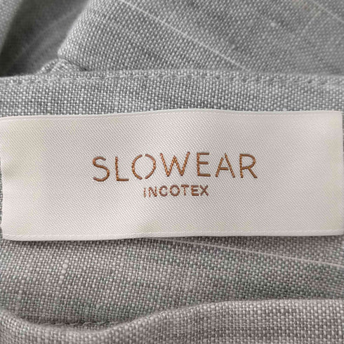 スローウェア SLOW WEAR スローウェア SLOW WEAR ストライプワイドパンツ リネン 42 グレー 白 ホワイト /AA ■OS レディース レディース FR:42-44