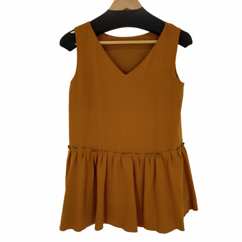 フォクシーニューヨーク FOXEY NEW YORK Back Tuck Blouse ブラウス チュニック プルオーバー ノースリーブ ギャザー Vネック レディース JPN:40