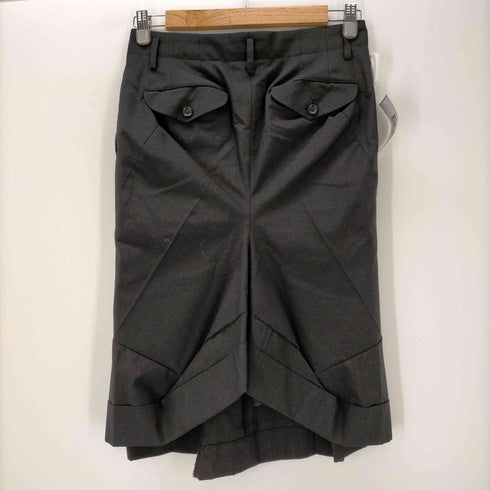 ジュンヤワタナベコムデギャルソンマン JUNYA WATANABE COMME des GARCONS MAN ジュンヤワタナベ JUNYA WATANABE コムデギャルソン COMMEdeGARCONS AD2007 ペプラム変形スカート ロング フレア タック ウール混 SS 黒 ブラック /DO ■OS レディース レディース SS
