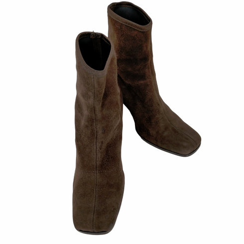 ジルサンダー JIL SANDER ジルサンダー JIL SANDER ブーツ ショート ハイヒール スクエアトゥ スエード 35 22cm ダークブラウン /YO10 レディース レディース JPN:22