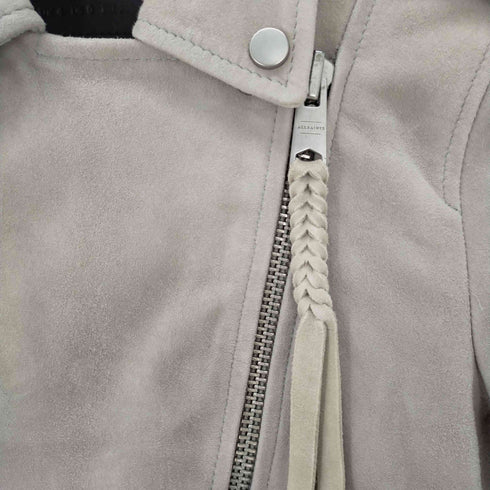 オールセインツ ALLSAINTS やぎ革 スエード ライダースジャケット ジップアップ ベルト付き レディース JPN:0