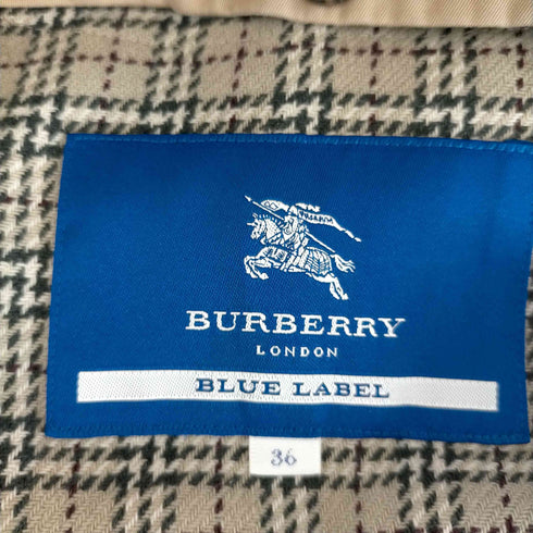 バーバリーブルーレーベル BURBERRY BLUE LABEL ライナー付き トレンチコート 裏地チェック柄 ウール レディース JPN:36
