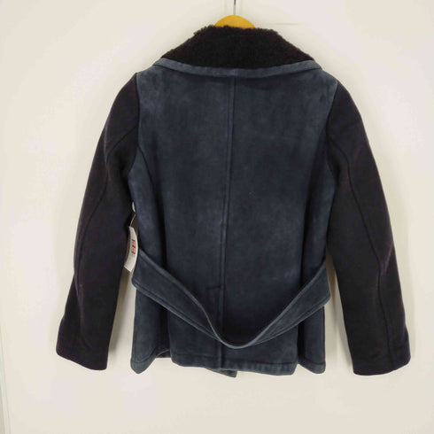 ゴールデングース GOLDEN GOOSE ウール シープスキン 切り替え ジャケット アウター ダブル スモークブルー レディース OS