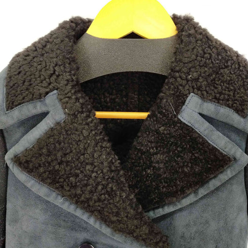 ゴールデングース GOLDEN GOOSE ウール シープスキン 切り替え ジャケット アウター ダブル スモークブルー レディース OS