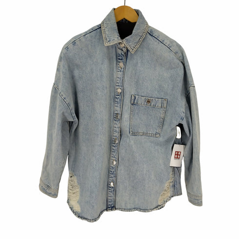 ザラ ZARA ダメージドデニムシャツジャケット レディース import:XS