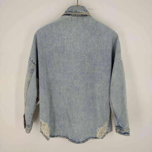 ザラ ZARA ダメージドデニムシャツジャケット レディース import:XS