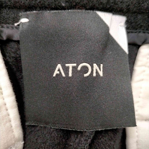 エイトン ATON エイトン ATON ウール テーパードパンツ カットオフ クロップド 06 黒 ブラック /HS ■OS ■SH メンズ レディース 6