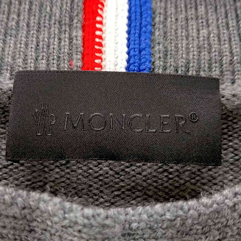 モンクレール MONCLER モンクレール MONCLER GIROCOLLO TRICOT ニット ウール セーター 長袖 プルオーバー ロゴ クルーネック 黒タグ 国内正規 L グレー /AA ■OS ■AD メンズ メンズ import:L