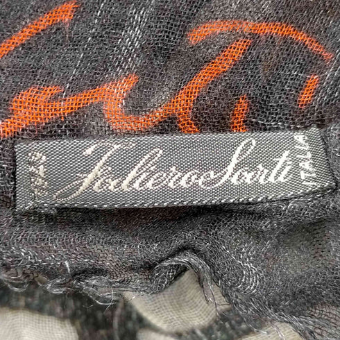 ファリエロサルティ Faliero Sarti ファリエロサルティ Faliero Sarti ストール シルク混 プリント 黒 ブラック グレー /SR4 レディース レディース