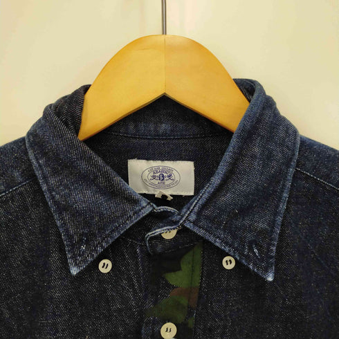 アベイシングエイプ A BATHING APE フロントロゴ刺繍 迷彩デニムシャツ メンズ JPN:M