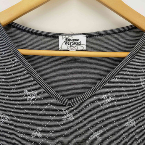 ヴィヴィアンウエストウッドマン Vivienne Westwood MAN Vネック オーブプリントボーダーTシャツ メンズ 48