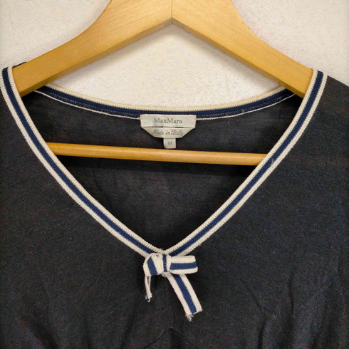 マックスマーラ MAXMARA 銀タグ リブラインVネックトップス レディース JPN:M