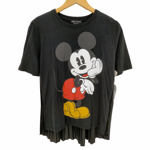 ザラ ZARA バック ベロアプリーツ切替 Tシャツ レディース import:M