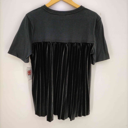 ザラ ZARA バック ベロアプリーツ切替 Tシャツ レディース import:M